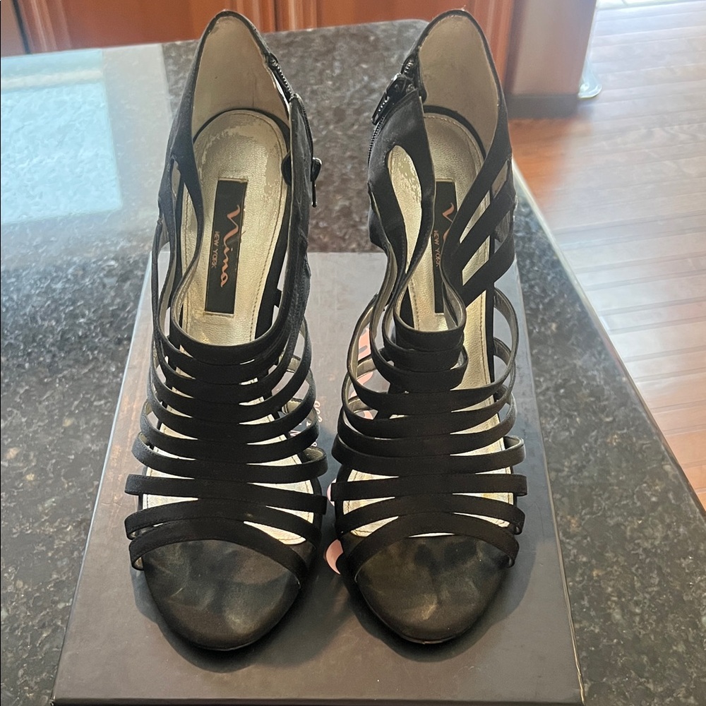 Nina Shoes Black Strappy Heels